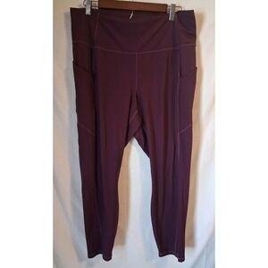 Fabletics Women 1X Oasis PureLuxe High-Waisted 7/8 Legging Burgundy Stretch*READ